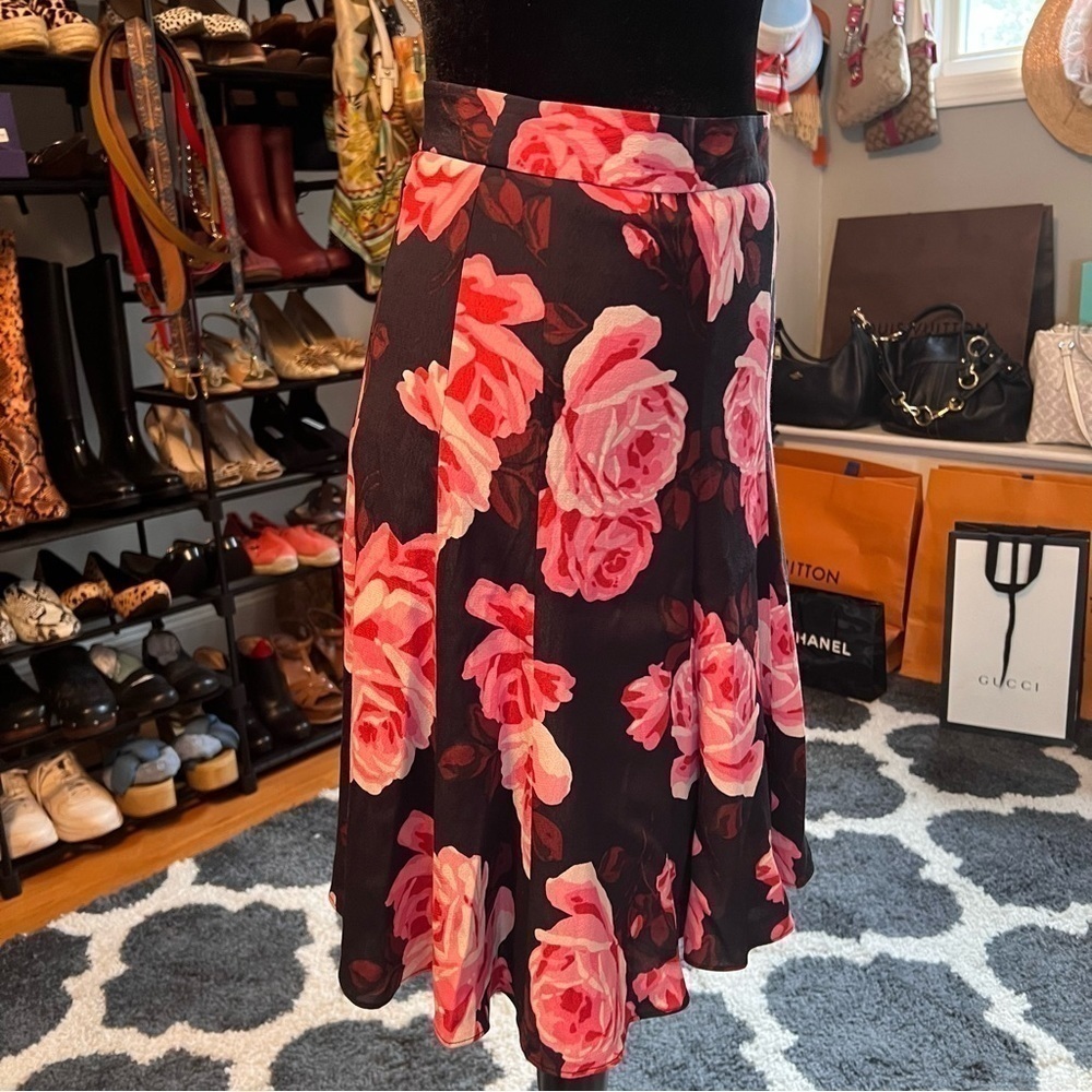 Kate Spade Rosa Crepe Rambling Roses Skirt - Picture 3 of 7